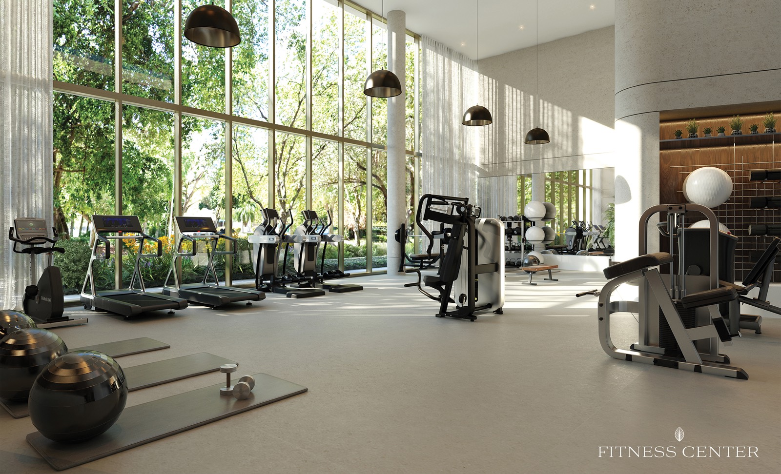 2200 Brickell fitness center rendering designed by Homage Fitness