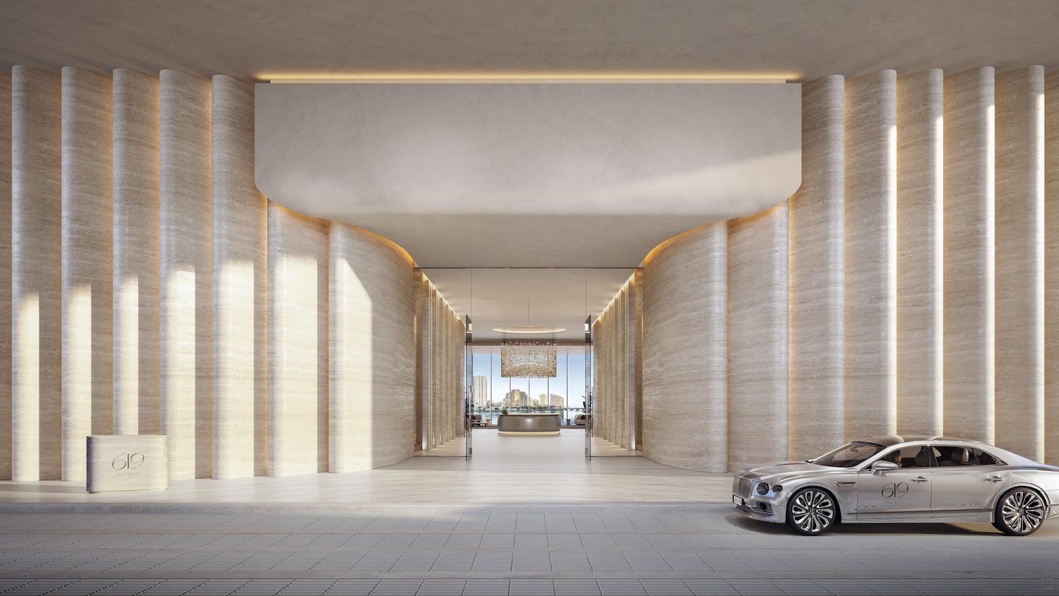 619 Brickell Nobu Residences arrival and entrance rendering on Brickell Avenue