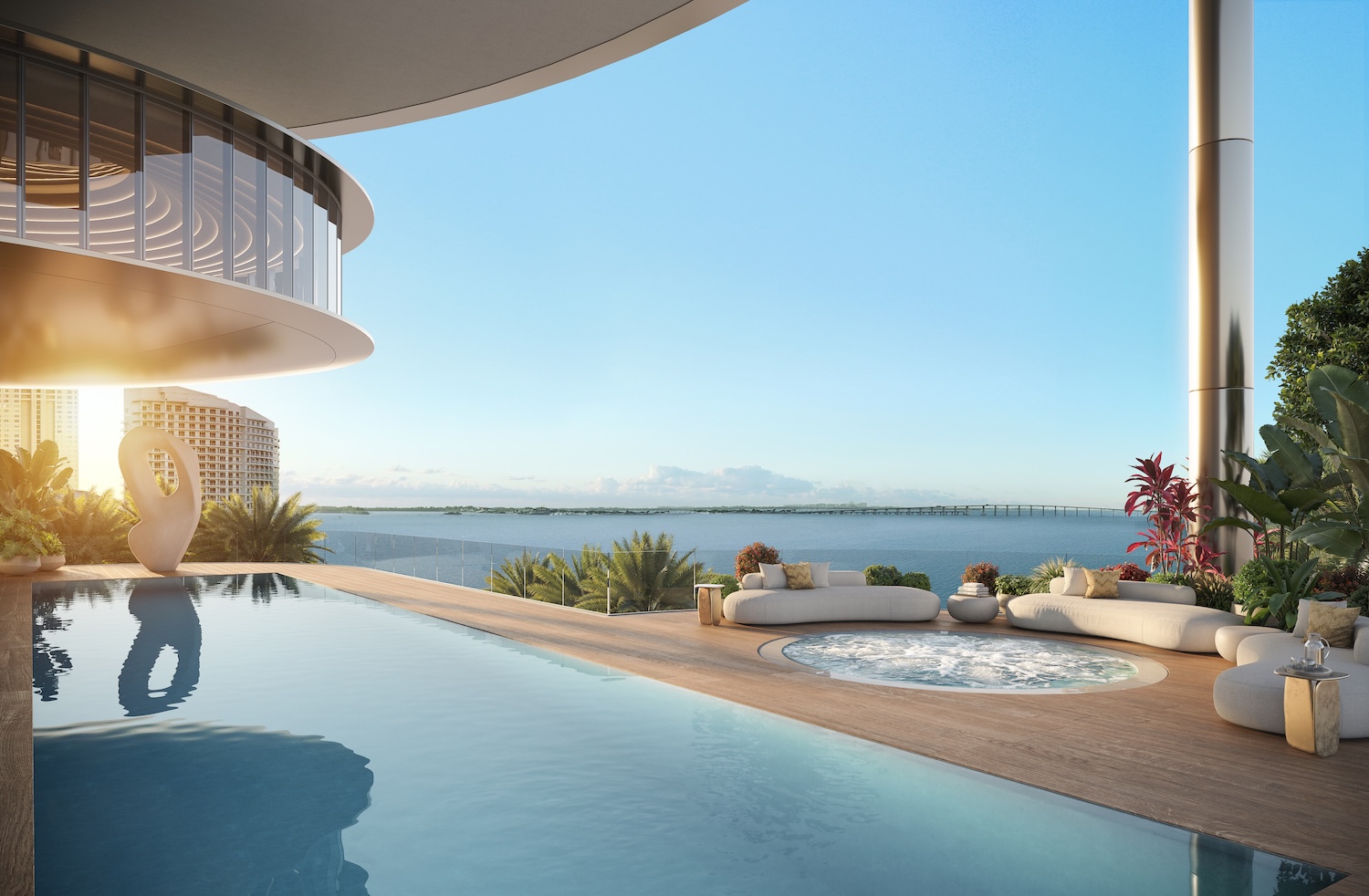 619 Brickell lap pool rendering, one of four pool areas in the 90,000 square foot amenity program
