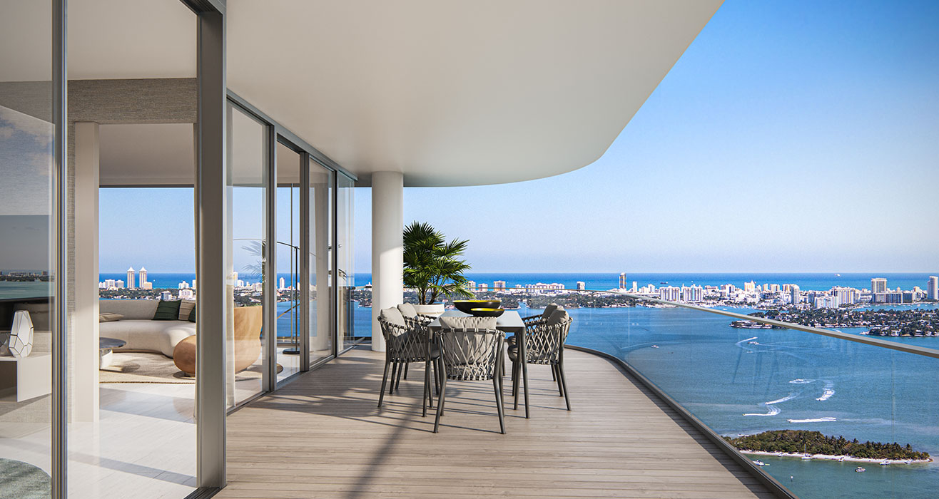 Aria Reserve Miami modern living room and open kitchen