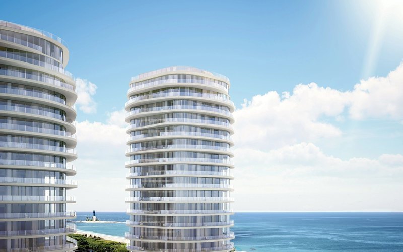 Armani/Casa Residences Pompano Beach oceanfront towers rendering, 1550 North Ocean Boulevard Pompano Beach