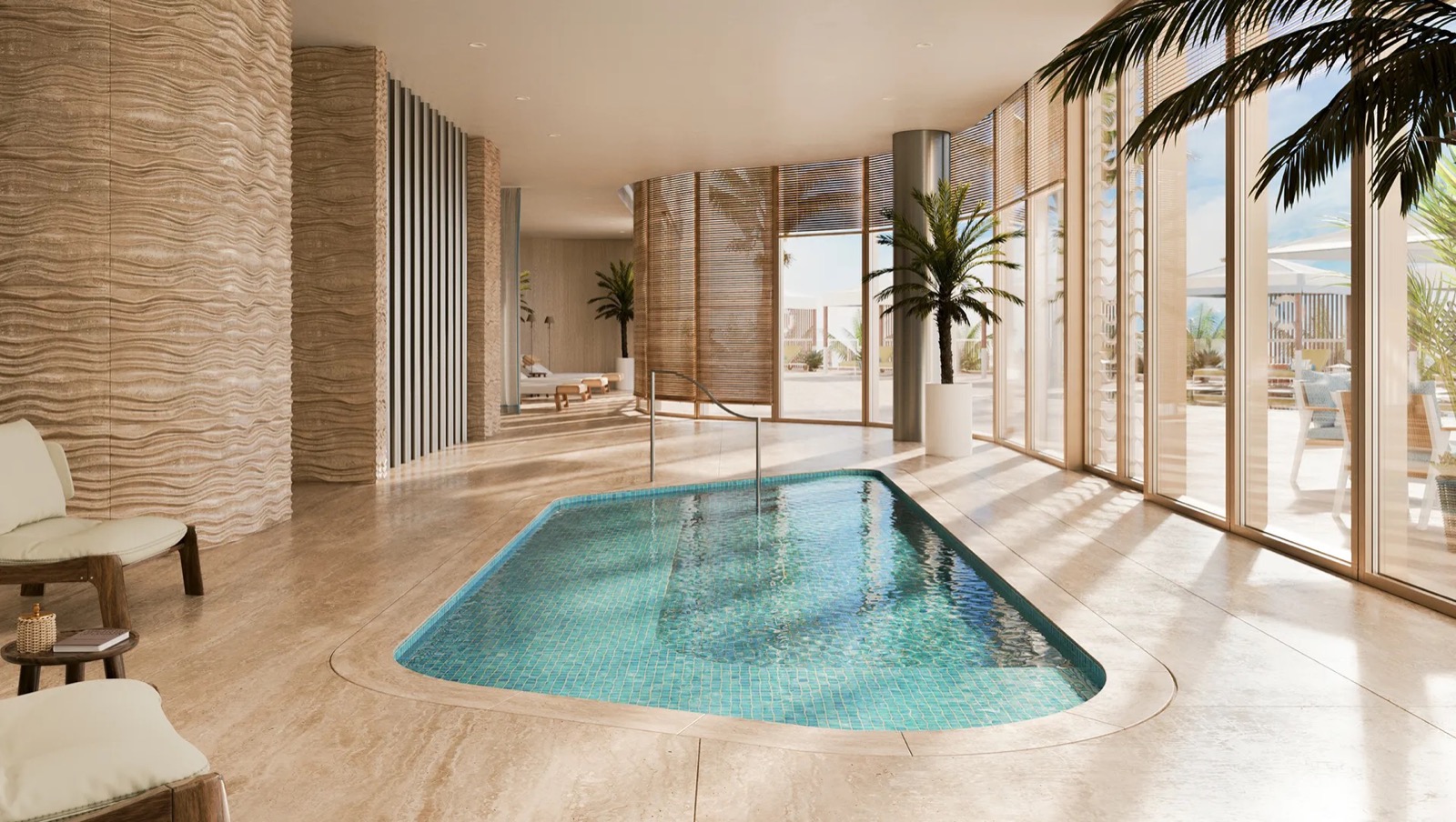 Four Seasons Coconut Grove pool deck rendering on Biscayne Bay
