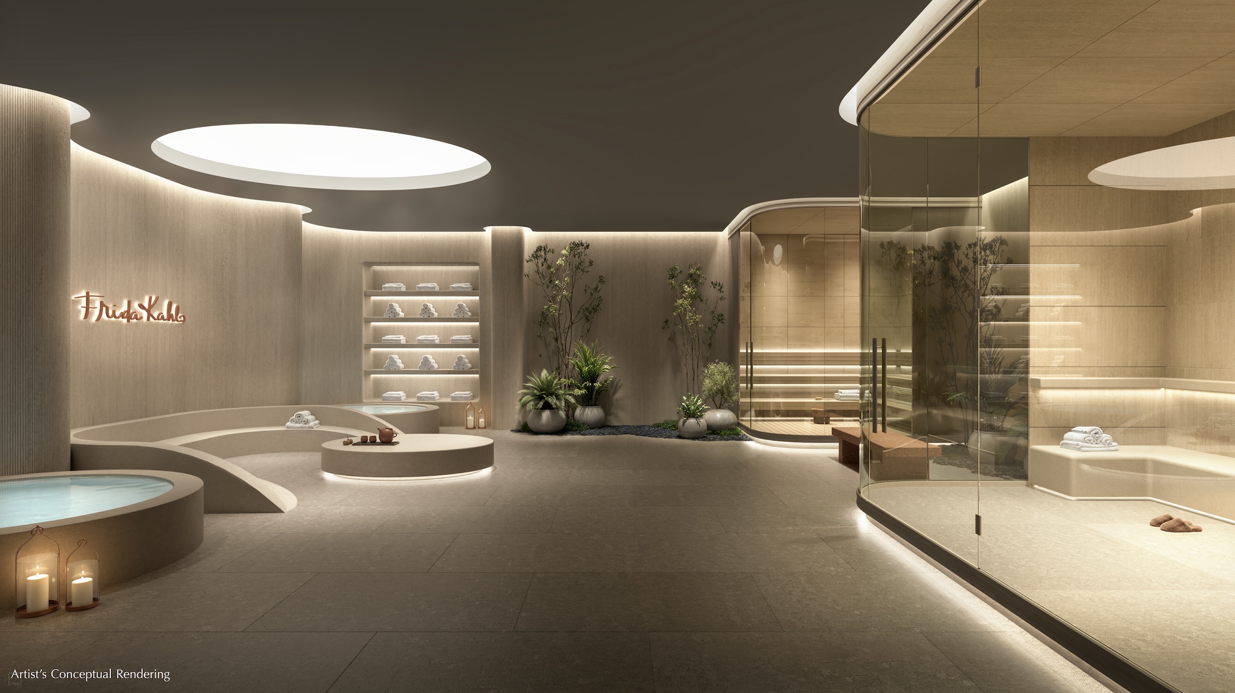 Wellness and spa interior rendering at Frida Kahlo Wynwood Residences thermal circuit