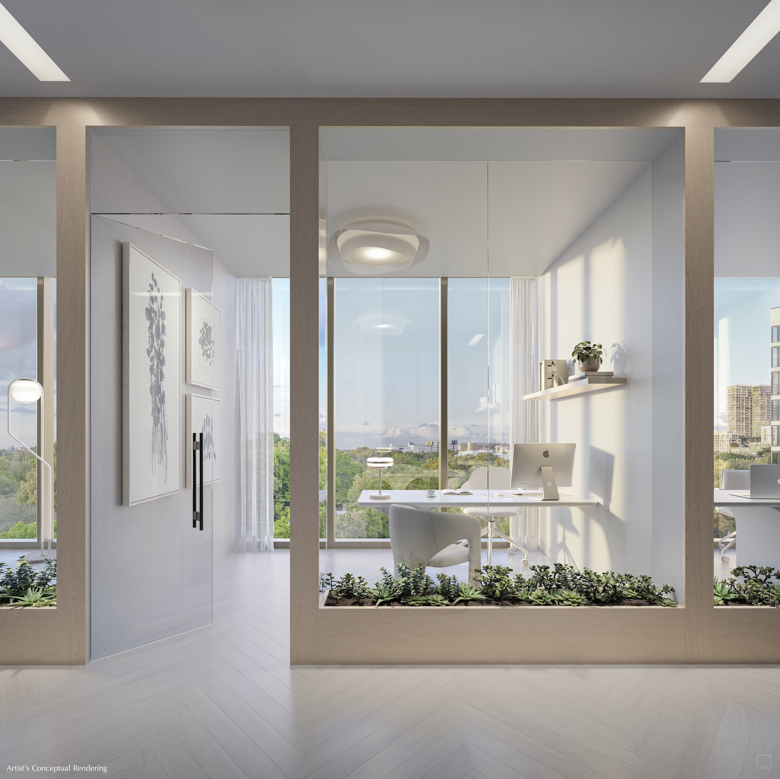 Furnished living room rendering inside a Frida Kahlo Wynwood residence