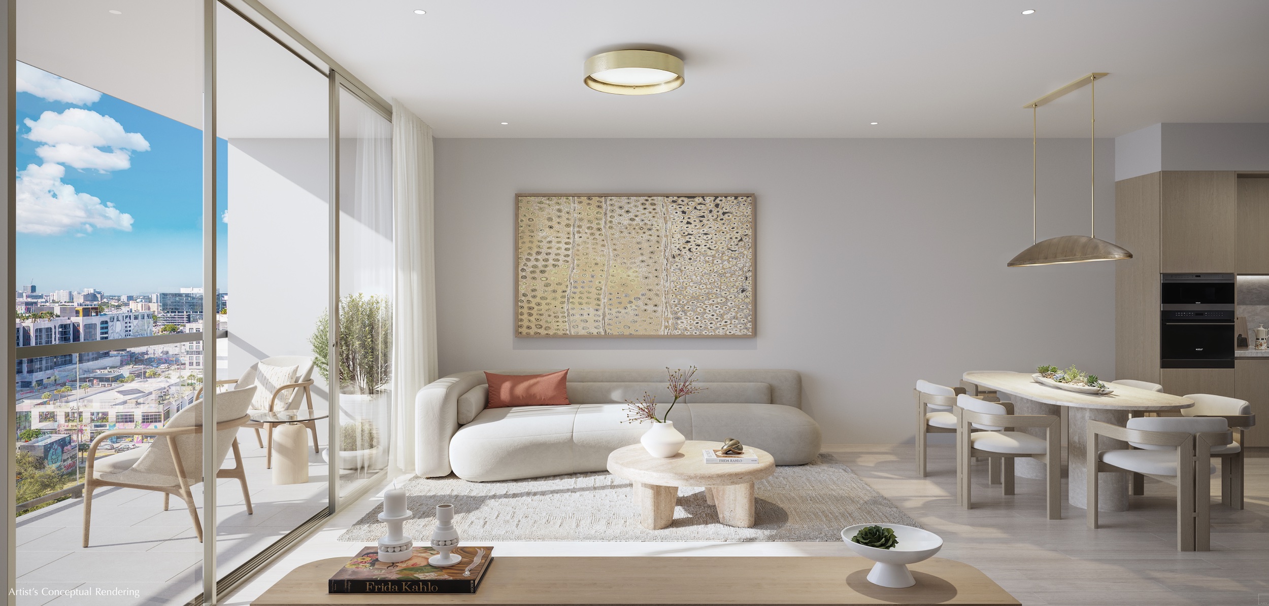 Frida Kahlo Wynwood Residences resort-style pool rendering with a shaded lounge and outdoor bar