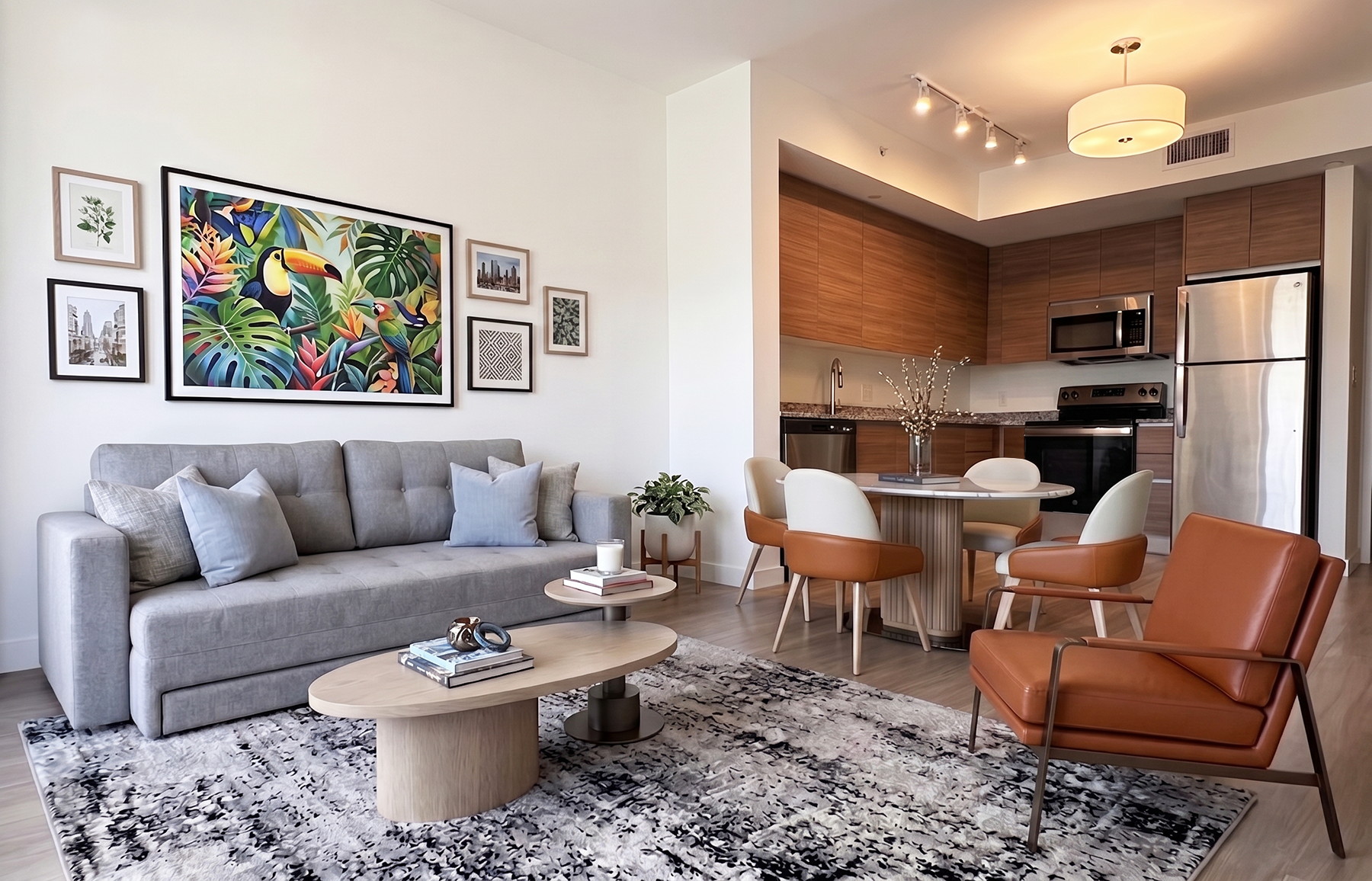 Havana Enclave kitchen with granite countertops and GE stainless steel appliances