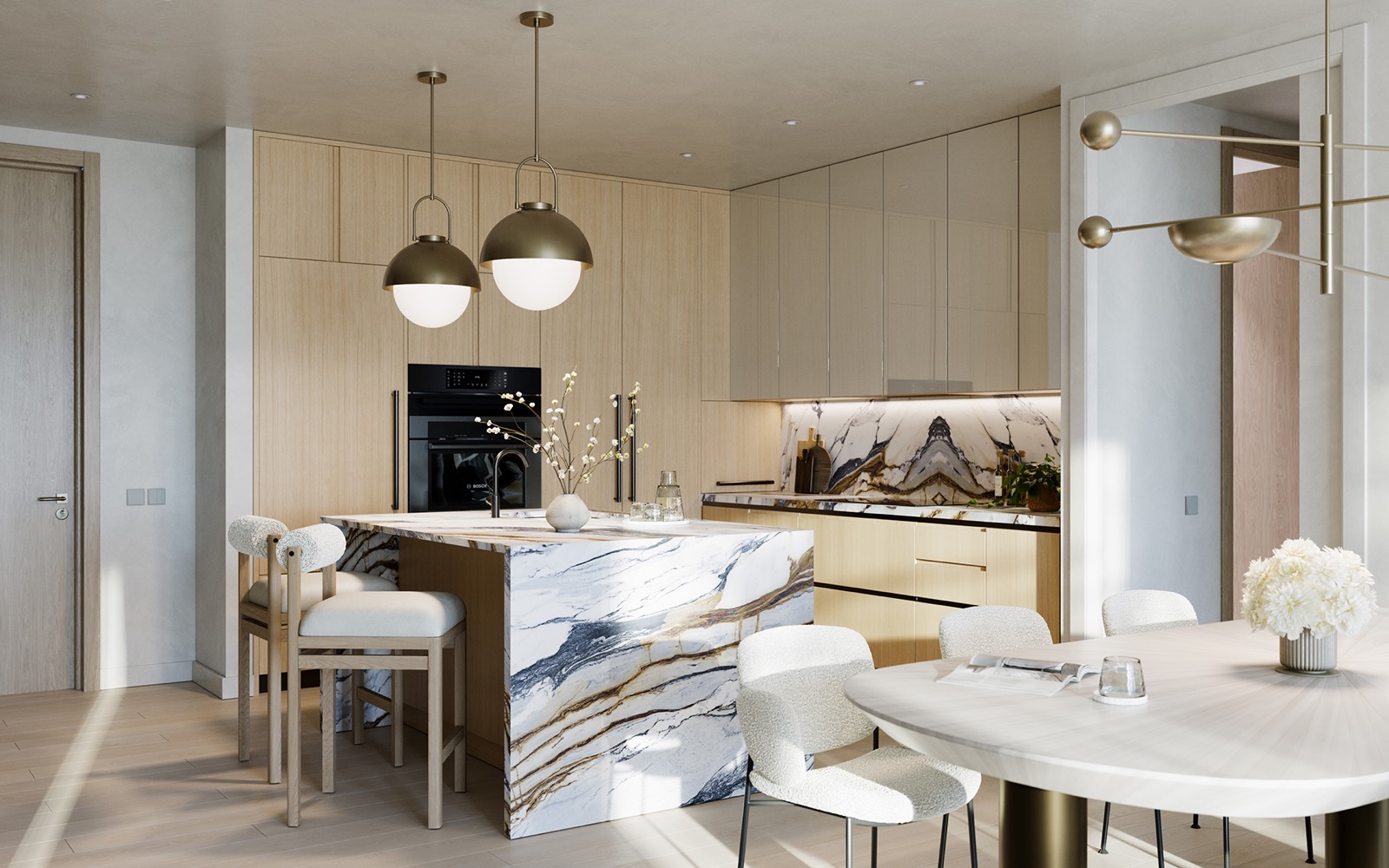 Icon Beach Waterfront Residences kitchen rendering designed by Meyer Davis with Italian cabinetry