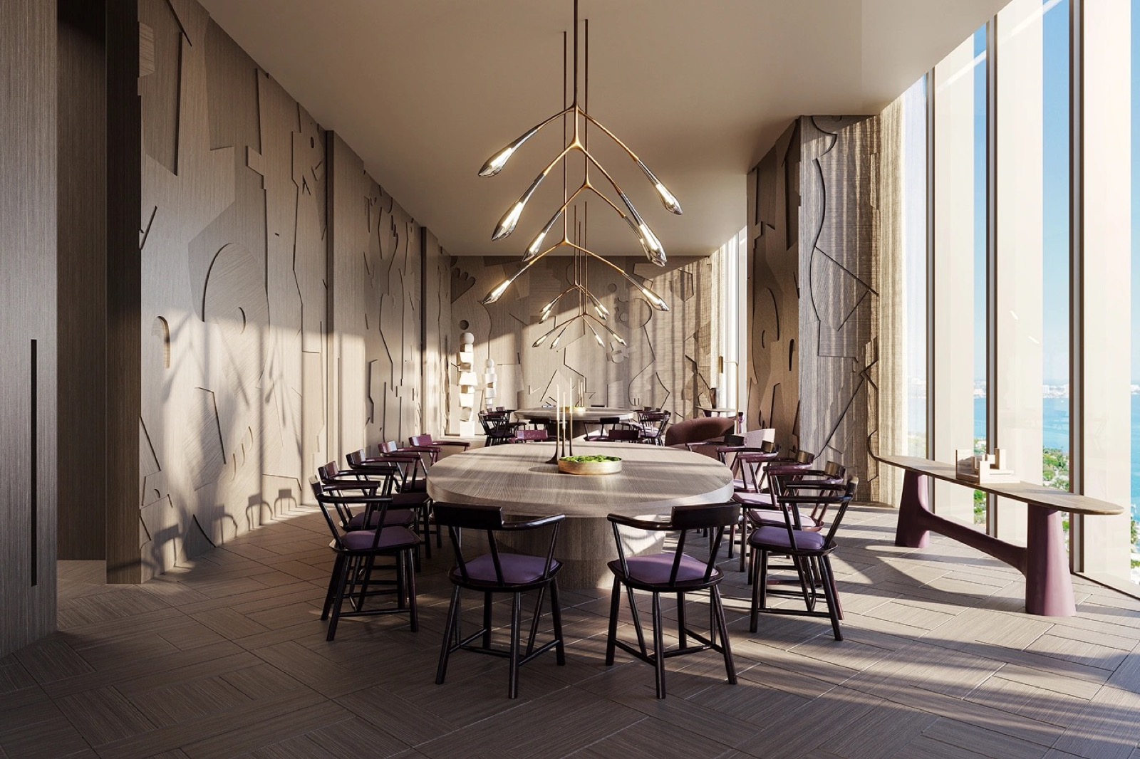 Jean-Georges Miami Tropic top floor lounge and formal dining room rendering
