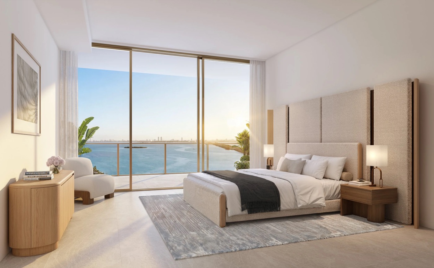 Kempinski Residences Miami Design District pool deck rendering with 85-foot lap pool