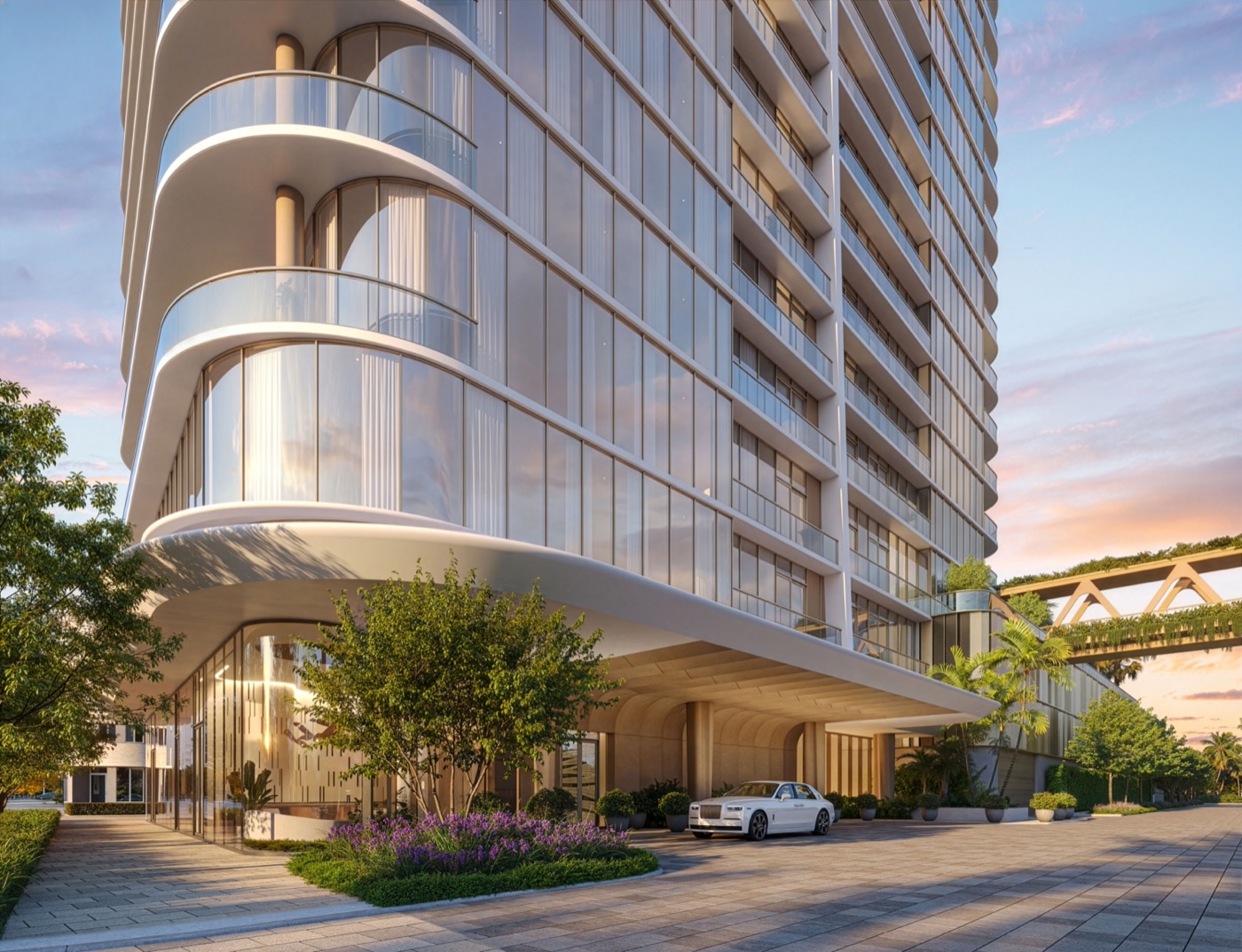 Kempinski Residences Miami Design District porte-cochere arrival rendering