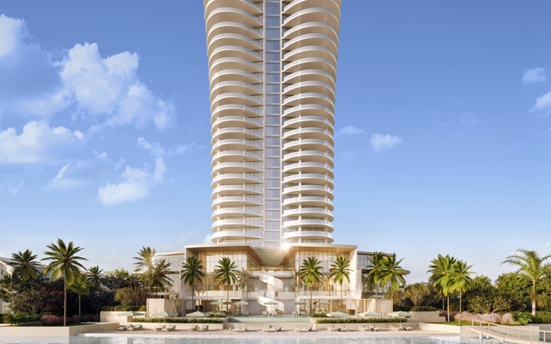 Mandarin Oriental Residences West Palm Beach rendering, 31-story Safdie Architects tower at 5400 North Flagler Drive over the Intracoastal