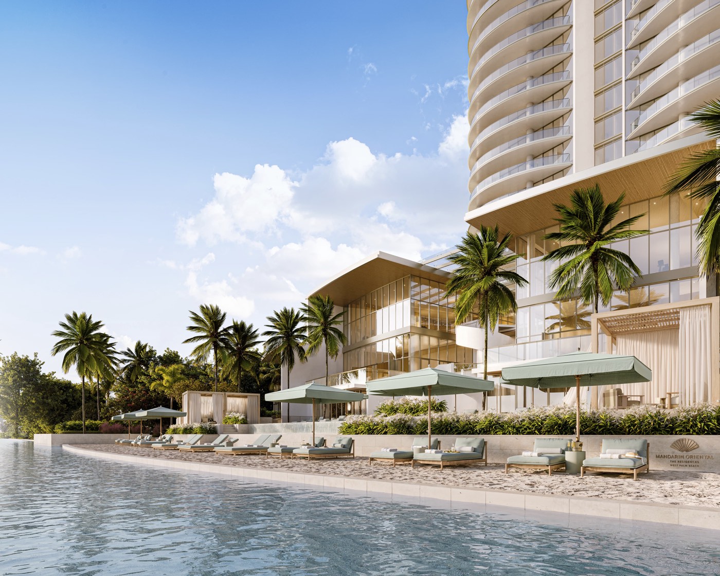 Waterfront setting at Mandarin Oriental Residences West Palm Beach on the Intracoastal Waterway
