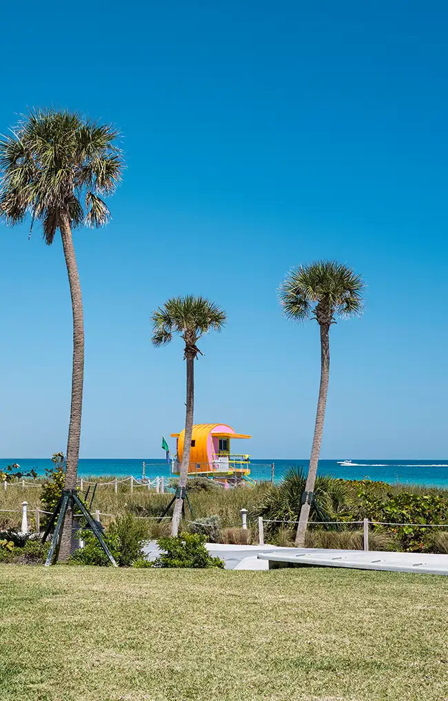 North Beach oceanfront and lifeguard tower steps from NoBe Parc Miami Beach
