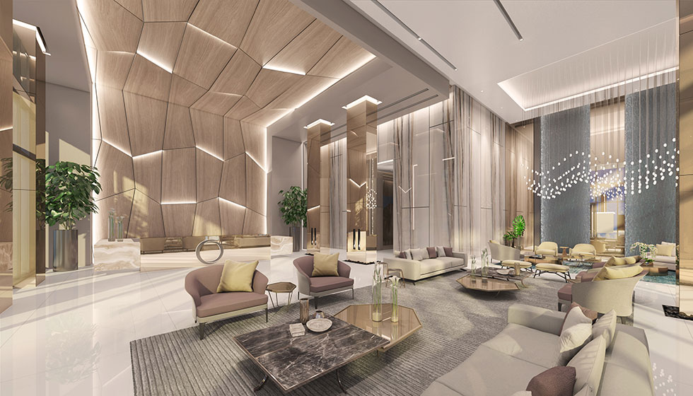 Oasis Hallandale Beach grand lobby entrance with modern design