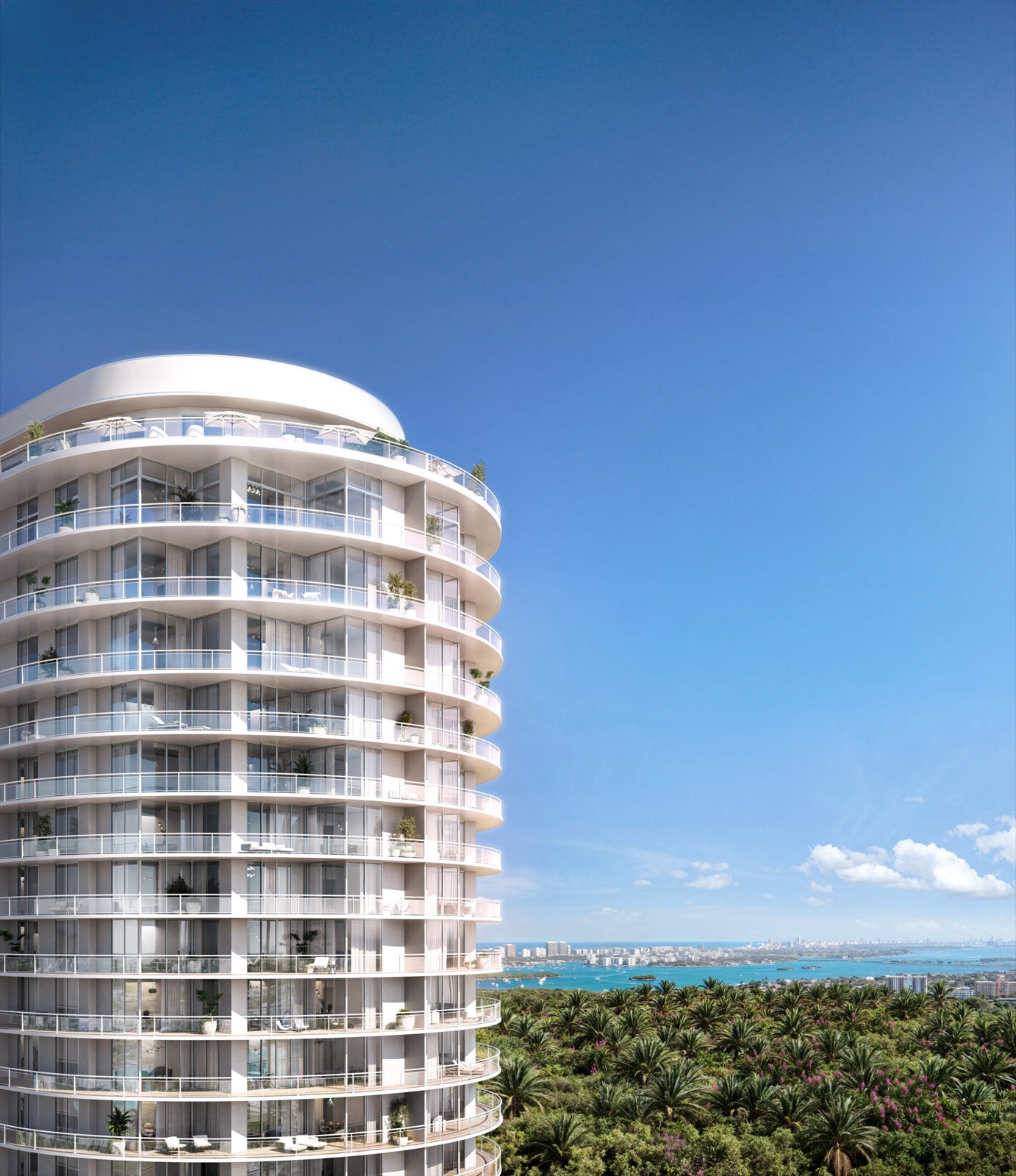 ONE Park Tower by Turnberry full tower rendering, 33-story Arquitectonica facade at SoLe Mia in North Miami