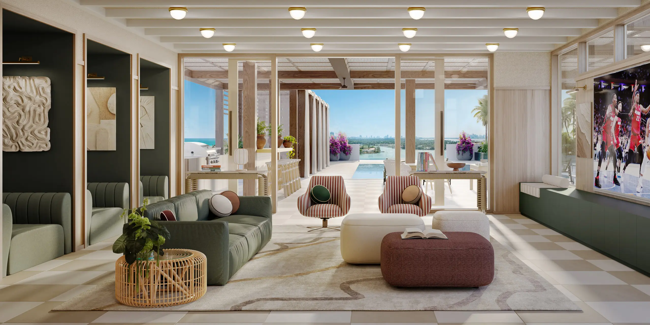 Palma Miami Beach amenity lounge rendering, North Beach condominium under construction 2026