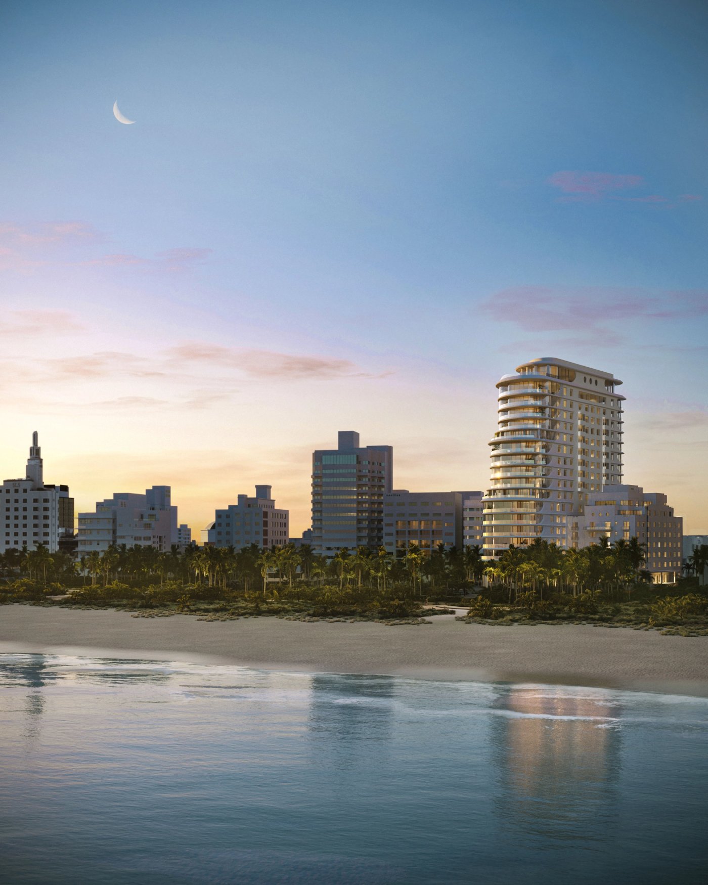 The Shore Club Private Collection in the Miami Beach skyline at dusk