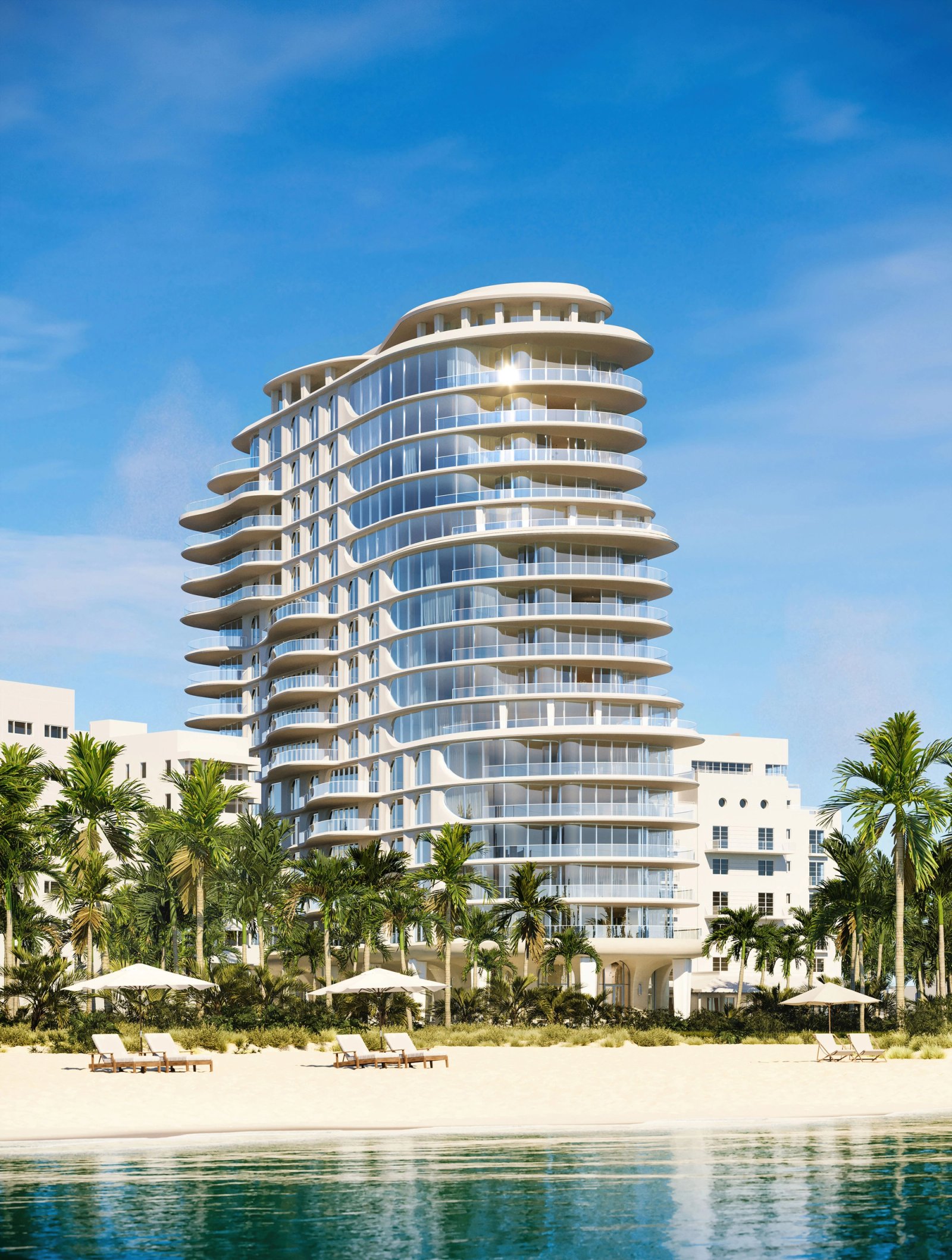 The Shore Club Private Collection tower exterior rendering at 1901 Collins Avenue, Miami Beach
