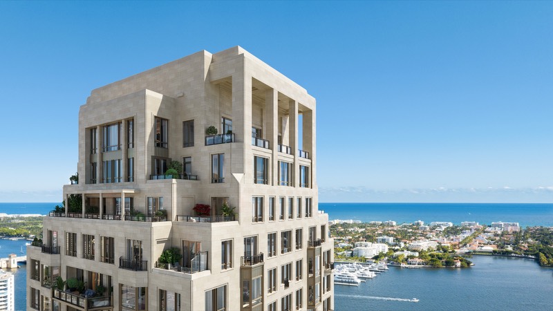 South Flagler House rendering, two 28-story Robert A.M. Stern towers at 1355 South Flagler Drive, West Palm Beach