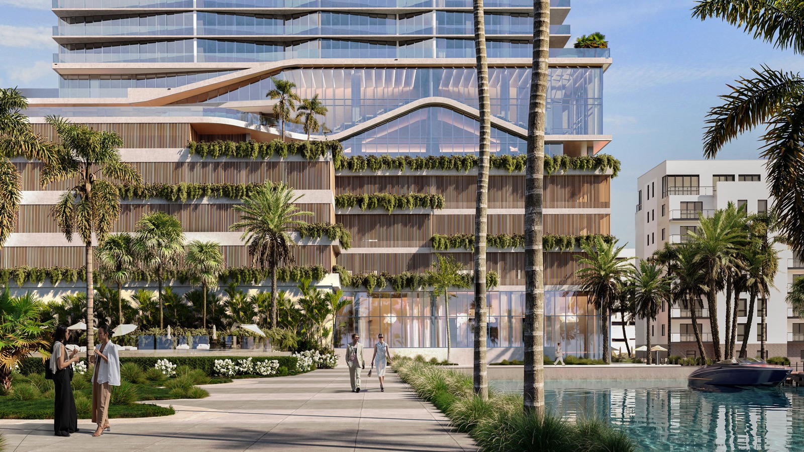 The Cove Residences arrival and porte-cochere entrance rendering in Edgewater Miami