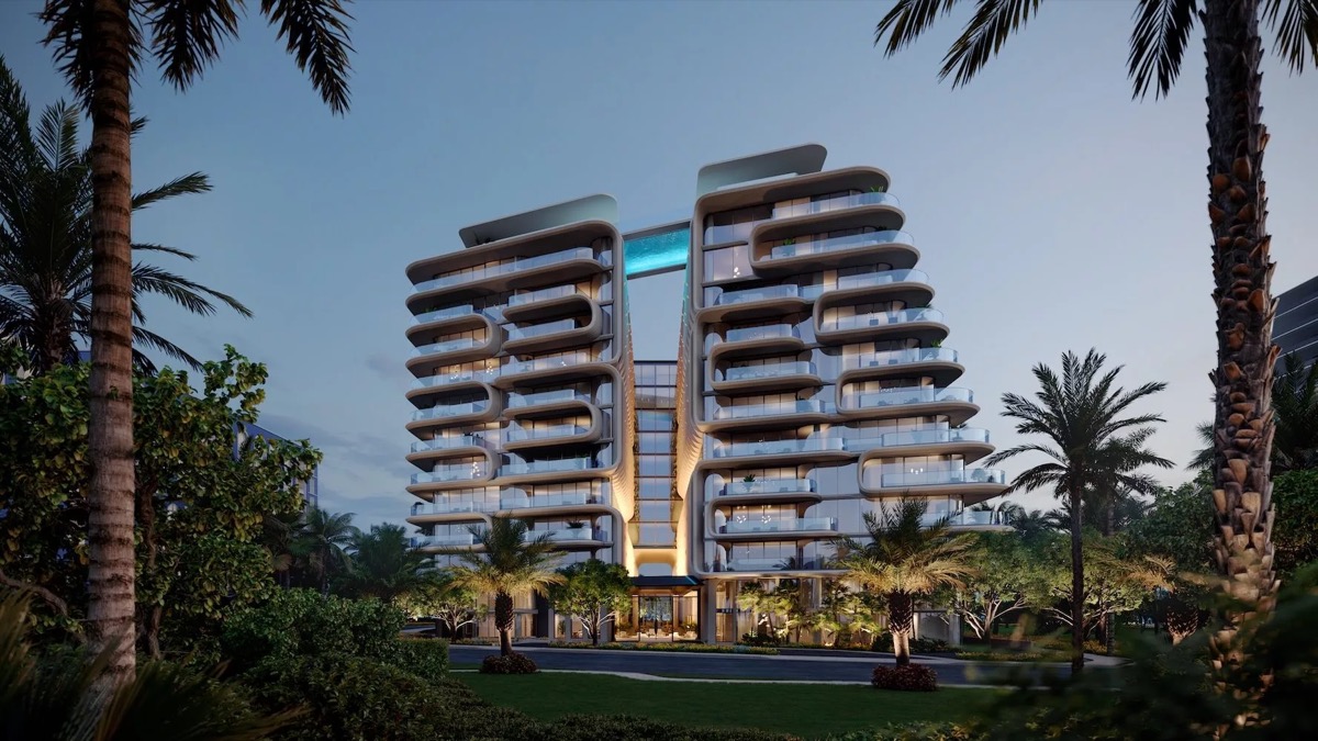 The Delmore official rendering, 12-story oceanfront luxury condominium by DAMAC and Zaha Hadid Architects at 8777 Collins Avenue, Surfside