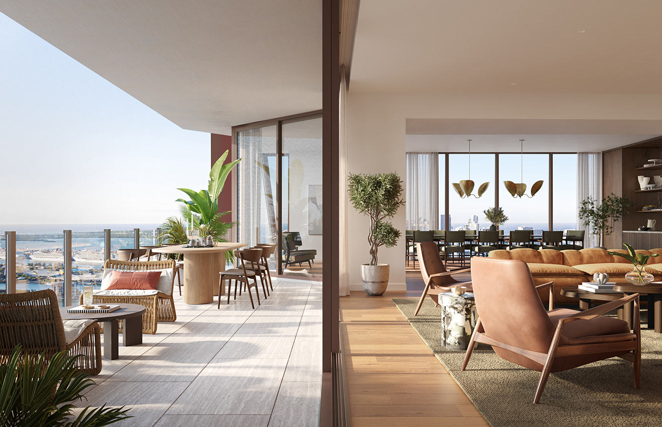 Villa Miami open kitchen with premium Italian cabinetry