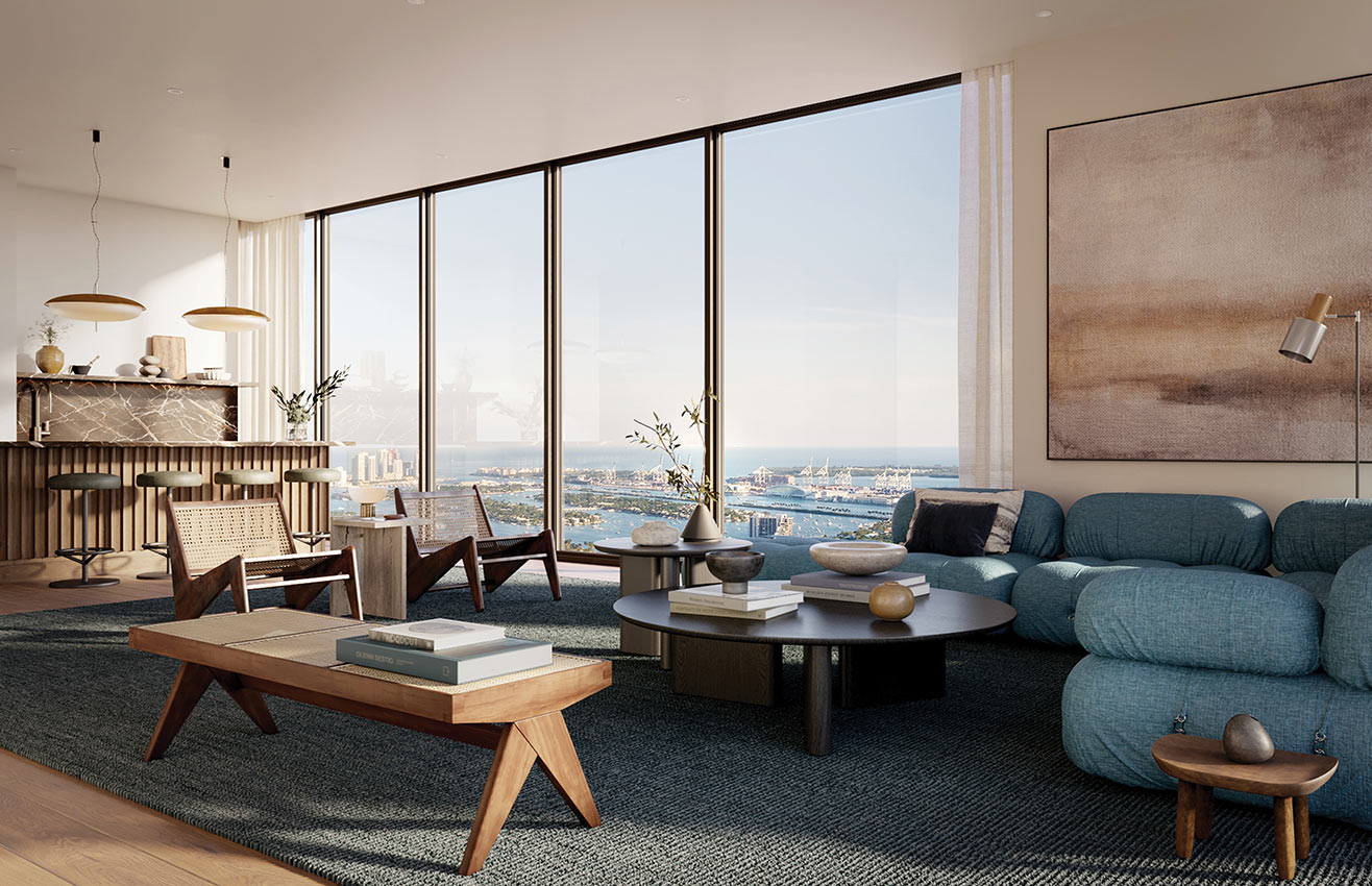 Villa Miami primary suite with waterfront terrace access