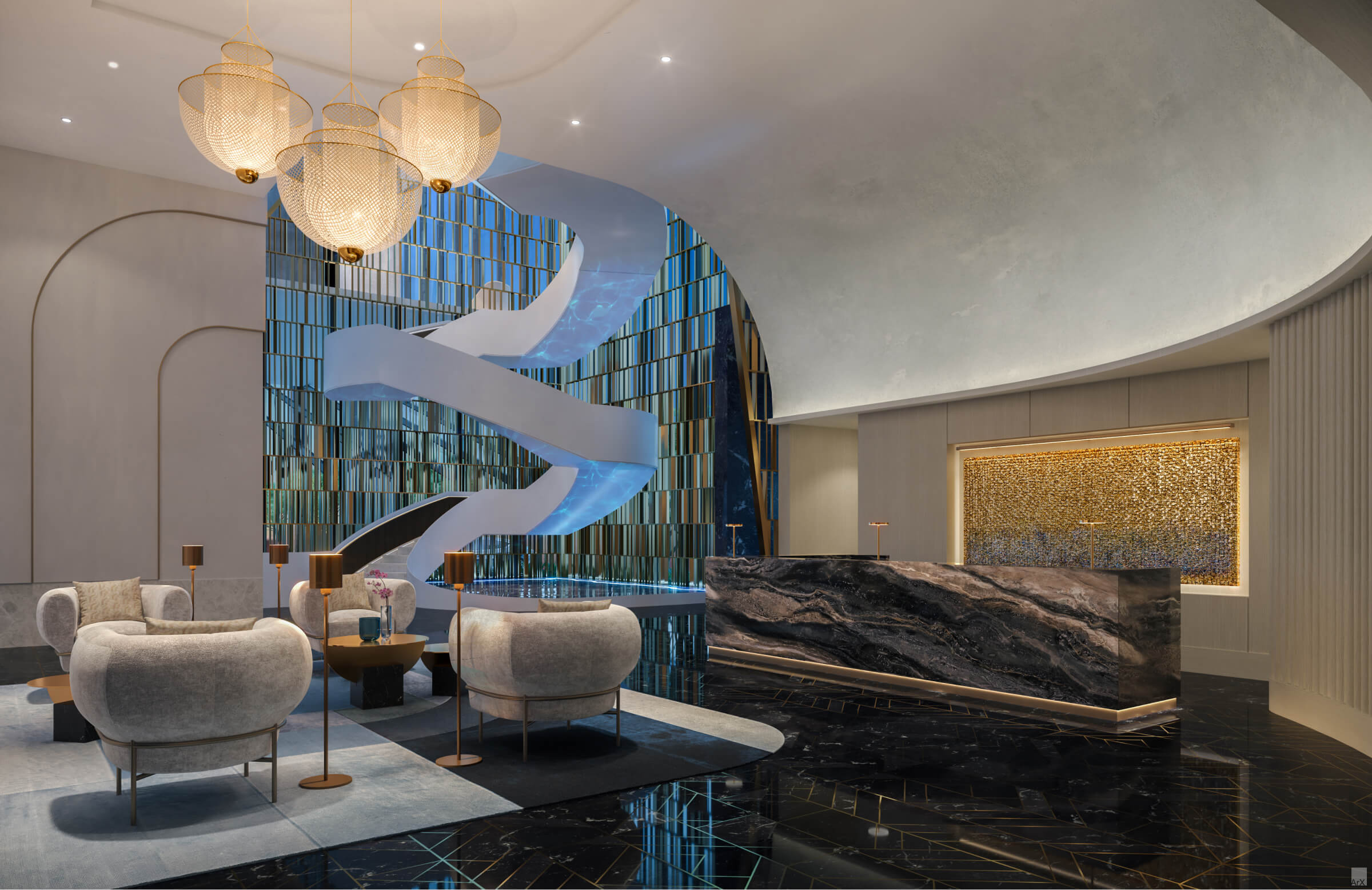 Waldorf Astoria Miami grand reception lobby
