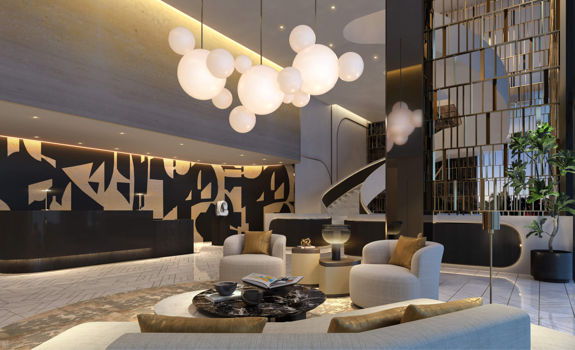 Waldorf Astoria Miami Level 3 private residence reception lobby