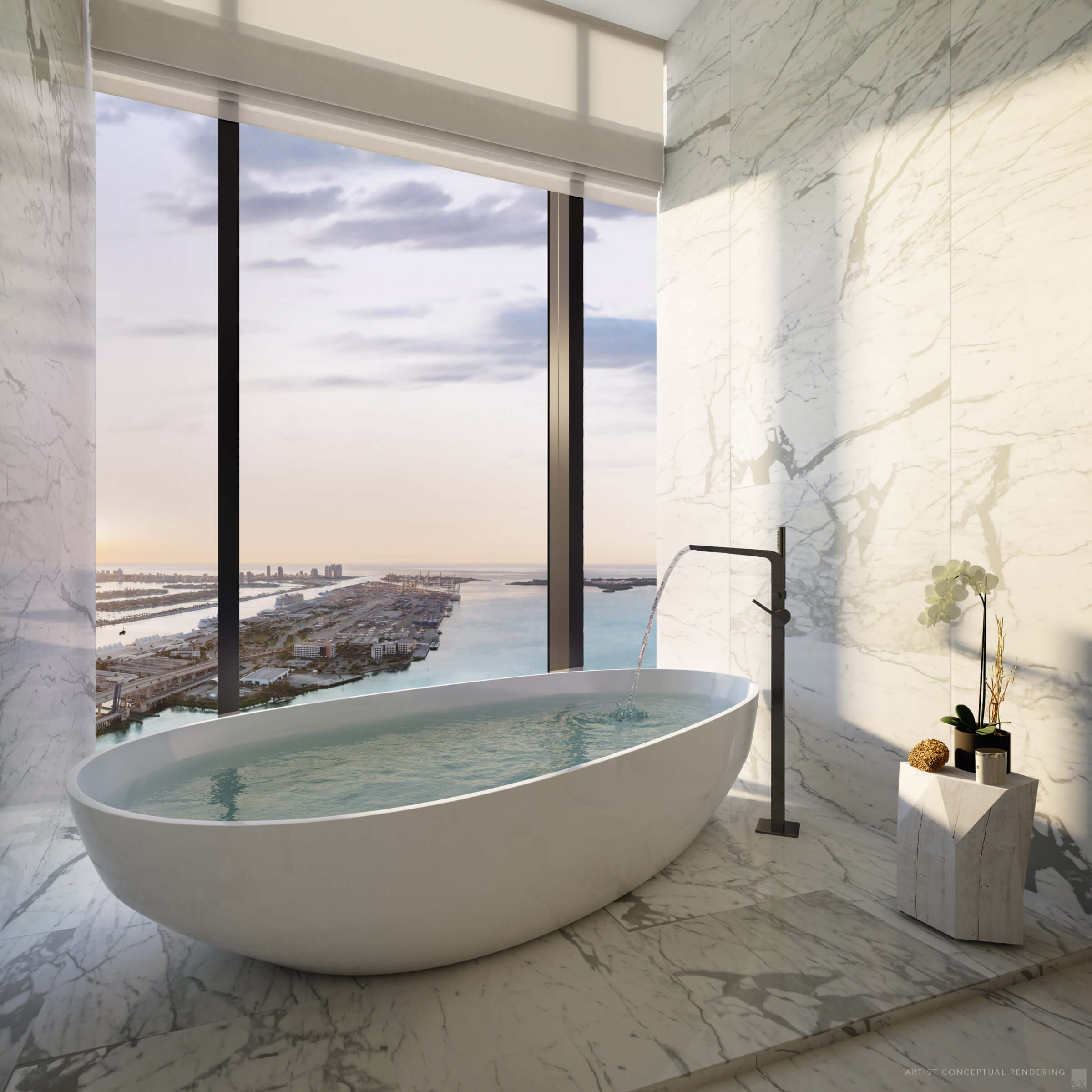 Waldorf Astoria Miami primary bathroom with Dornbracht and Duravit fixtures