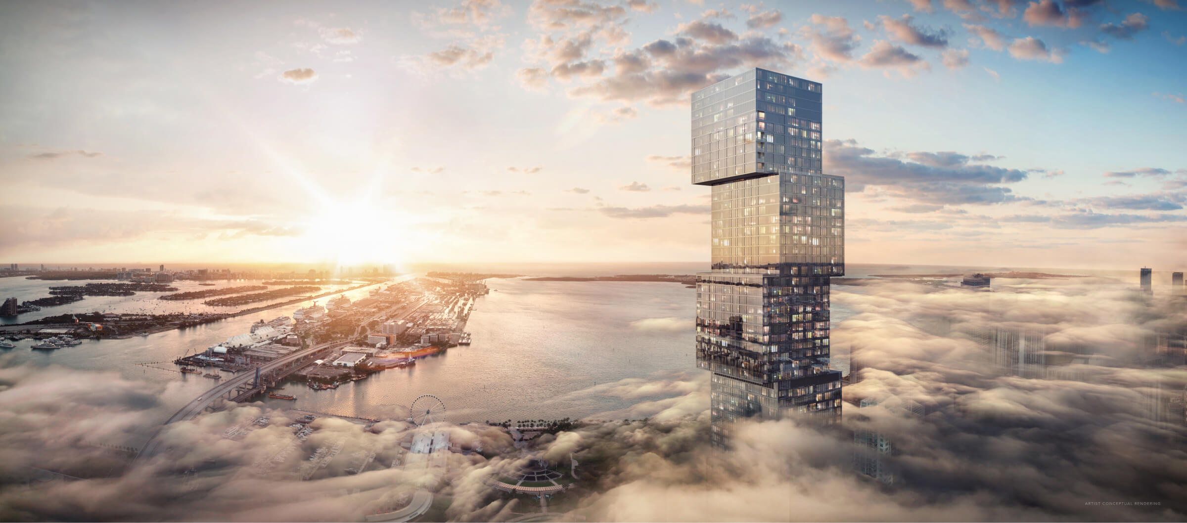 Waldorf Astoria Residences Miami official tower exterior rendering by PMG