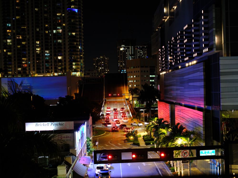 Brickell luxury condo towers lit at night, the urban core where most of Miami's newly delivered branded inventory sits