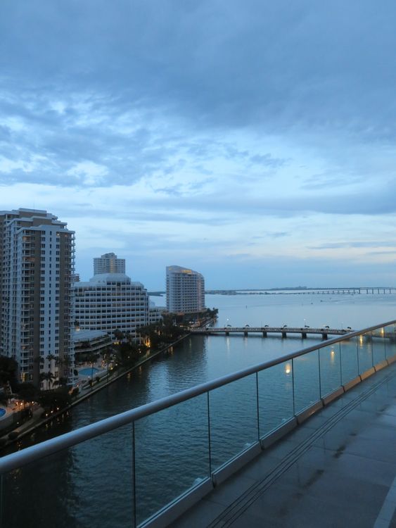 Miami waterfront condo towers seen from a high-rise balcony in Edgewater, where Missoni Baia owners reported water intrusion