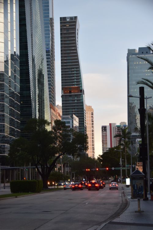 Brickell Avenue luxury condo towers in Miami at dusk, the high-end submarket leading the May 2026 $1 million-plus sales surge