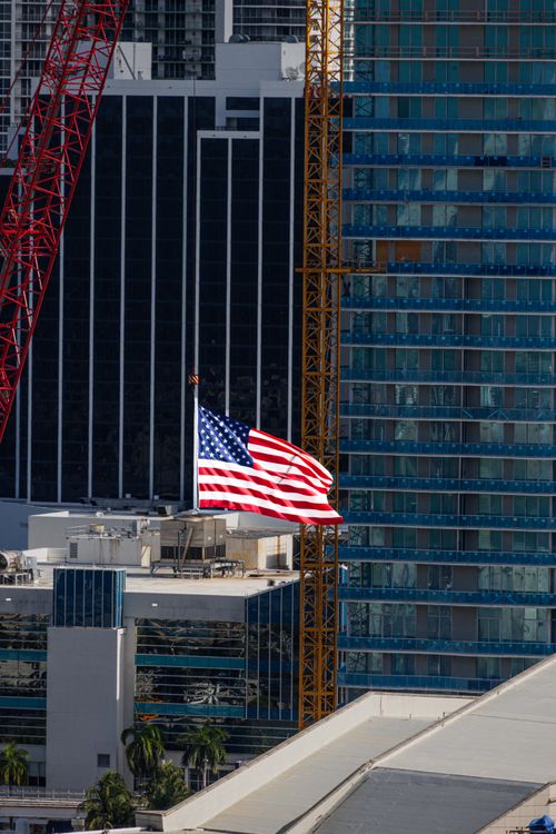 Miami high-rise under construction with tower cranes, echoing 14 ROC's June 2026 groundbreaking in Downtown Miami