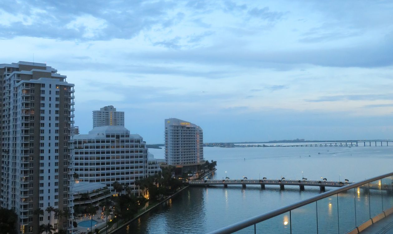 Brickell Key waterfront luxury condo towers on Biscayne Bay, where a newly announced preconstruction tower can take years to deliver