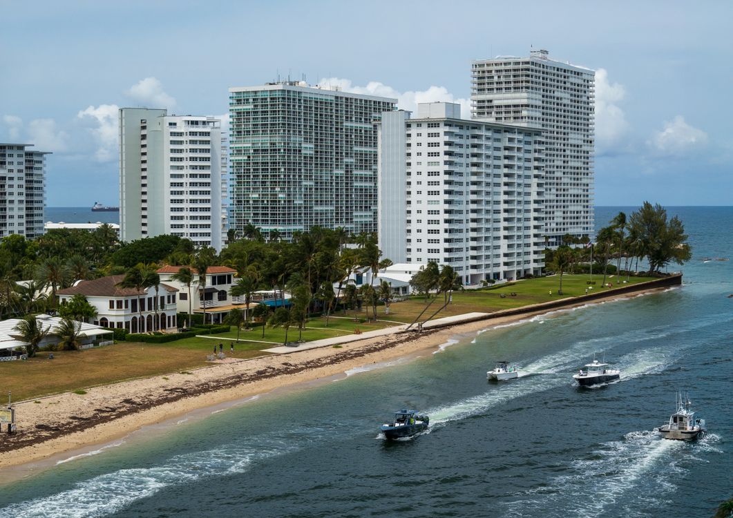 Oceanfront condominium towers along the Fort Lauderdale beachfront in Broward County, Florida