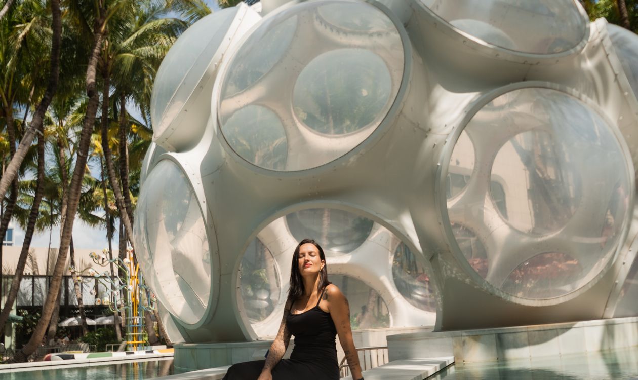 The Fly's Eye Dome in Palm Court at the Miami Design District, the neighborhood getting its first condominium listing