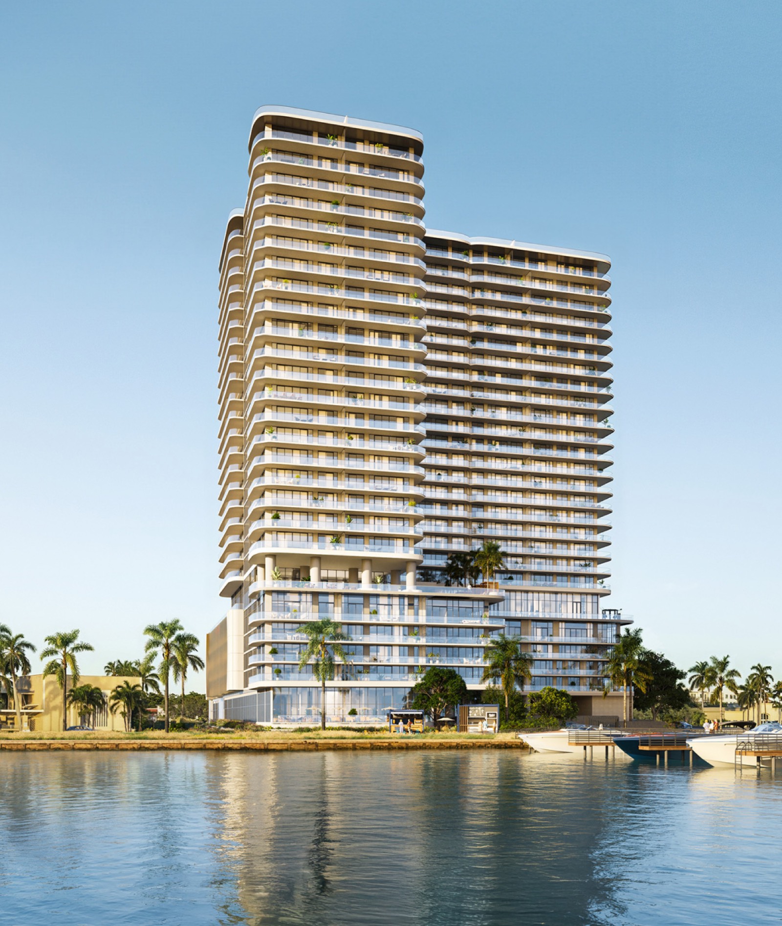 Luxury high-rise condos along the Aventura waterfront with Intracoastal views