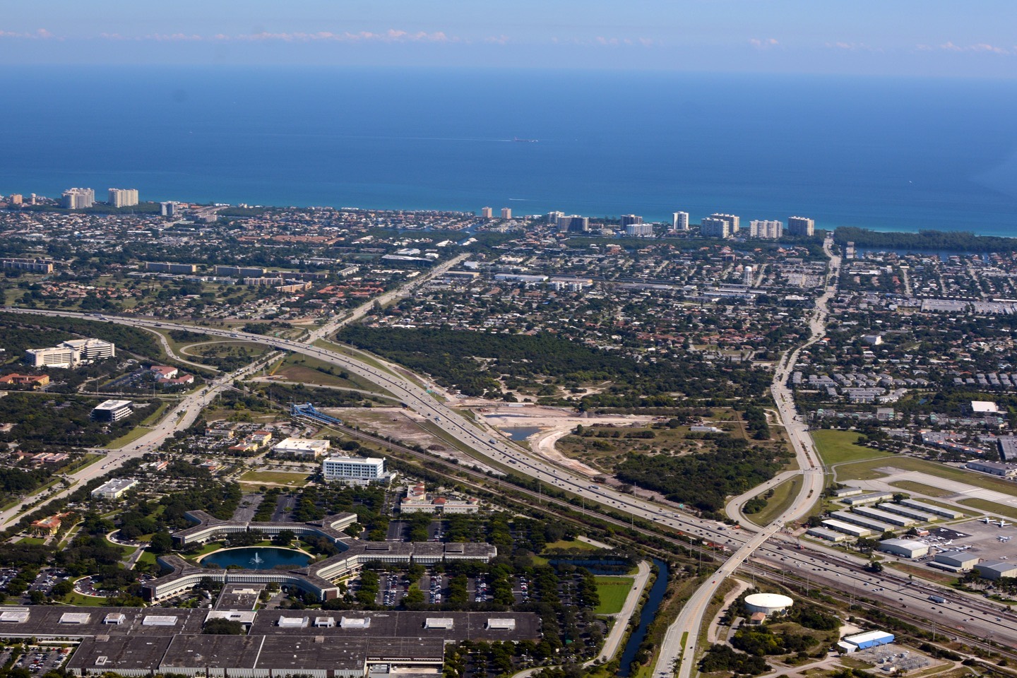 Aerial view of the north Boca Raton oceanfront in Palm Beach County, Florida