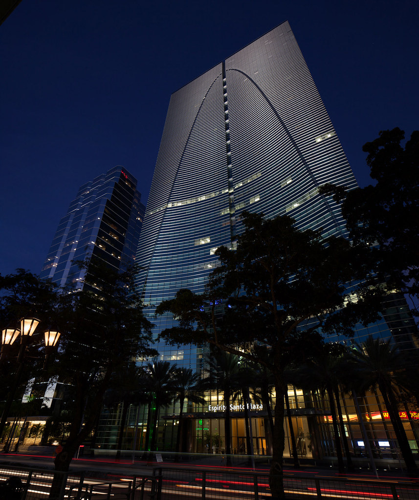 Office towers in Miami's Brickell financial district at dusk