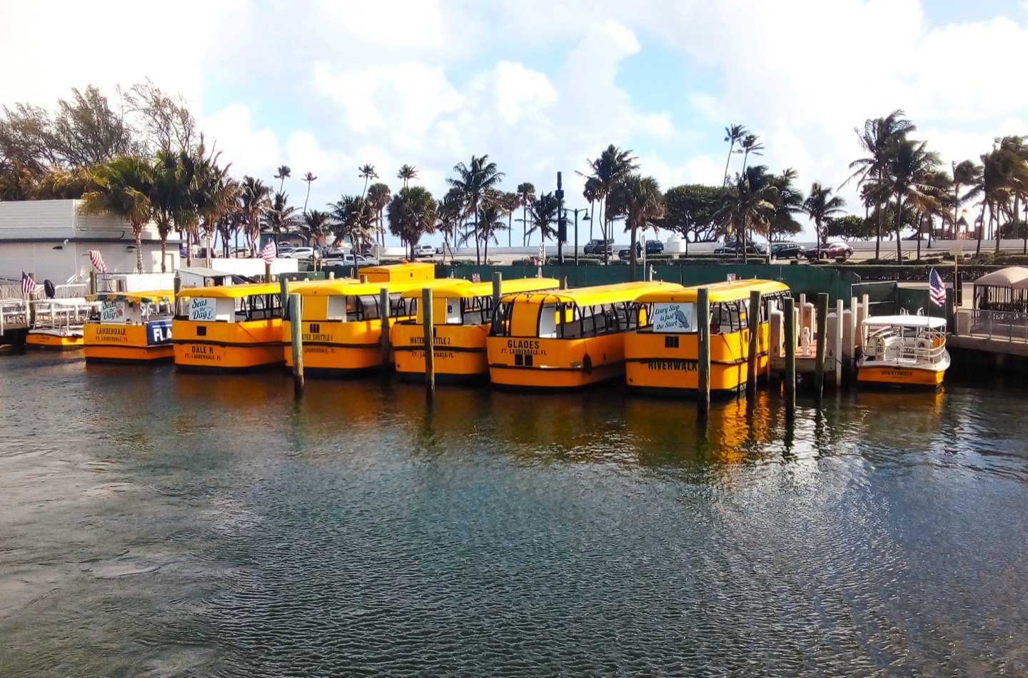 Water taxis on a Fort Lauderdale canal, part of the 165 miles of inland waterways that give the city its Venice of America nickname
