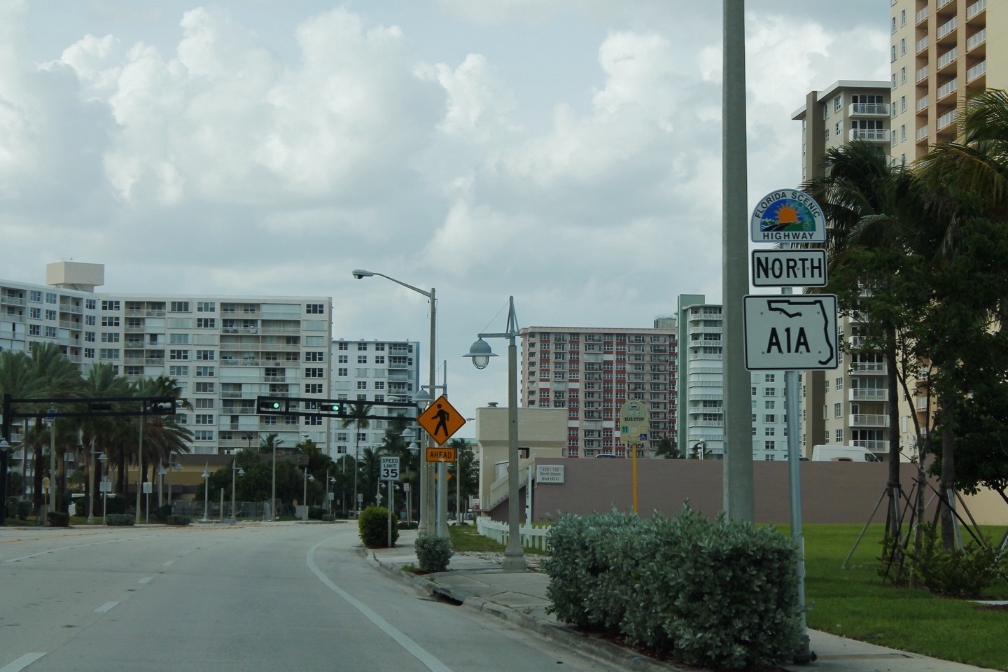 State Road A1A running through Pompano Beach, Florida, the corridor where the city's branded oceanfront condominium towers are concentrated