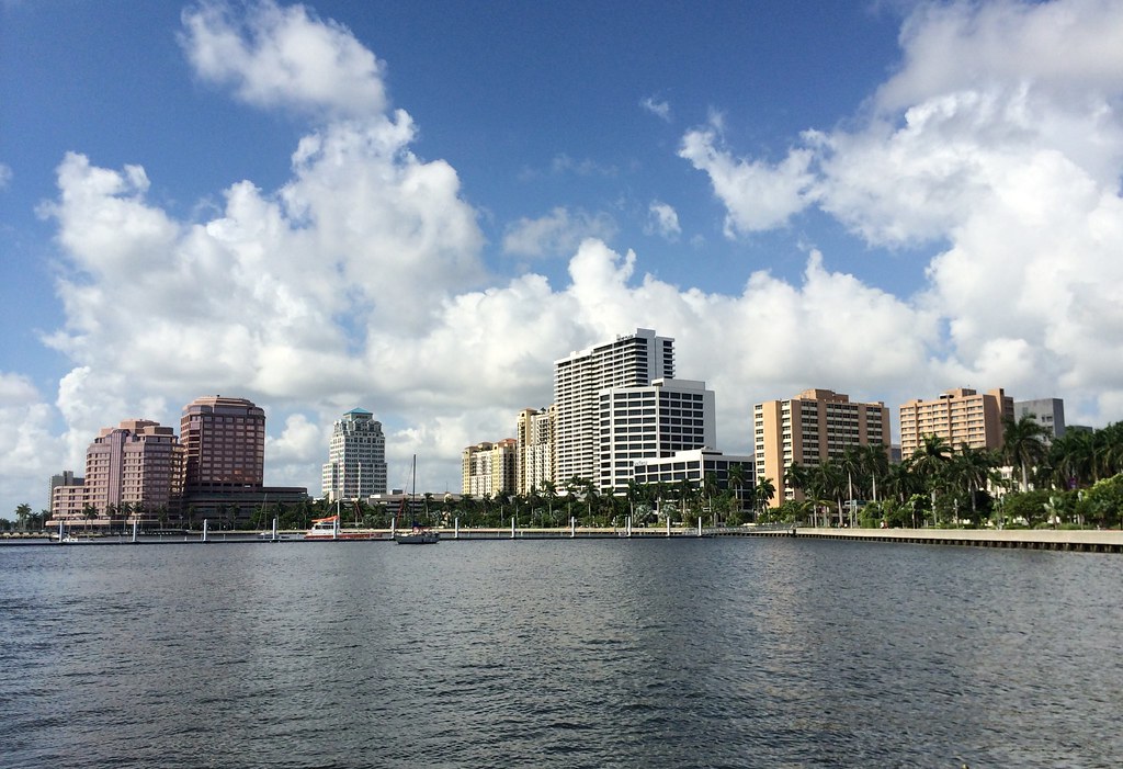 West Palm Beach waterfront skyline seen across the Intracoastal Waterway