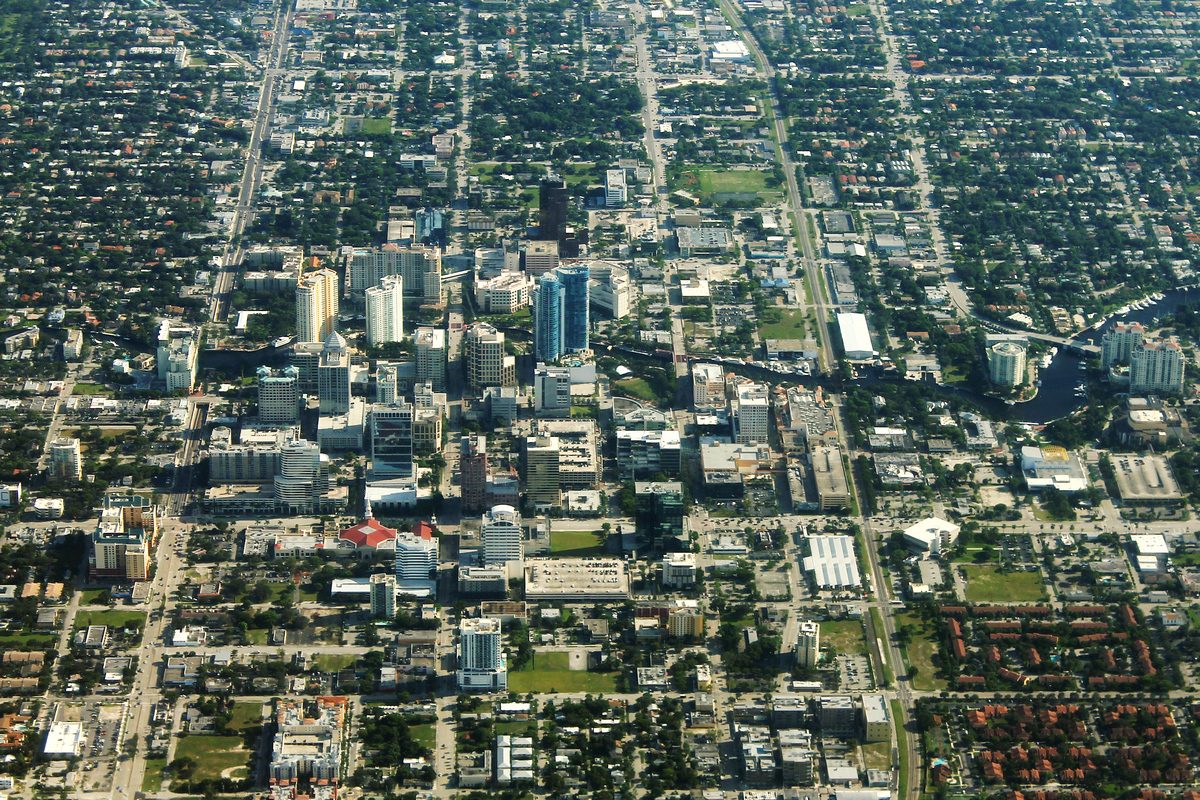 Aerial view of downtown Fort Lauderdale in Broward County, Florida