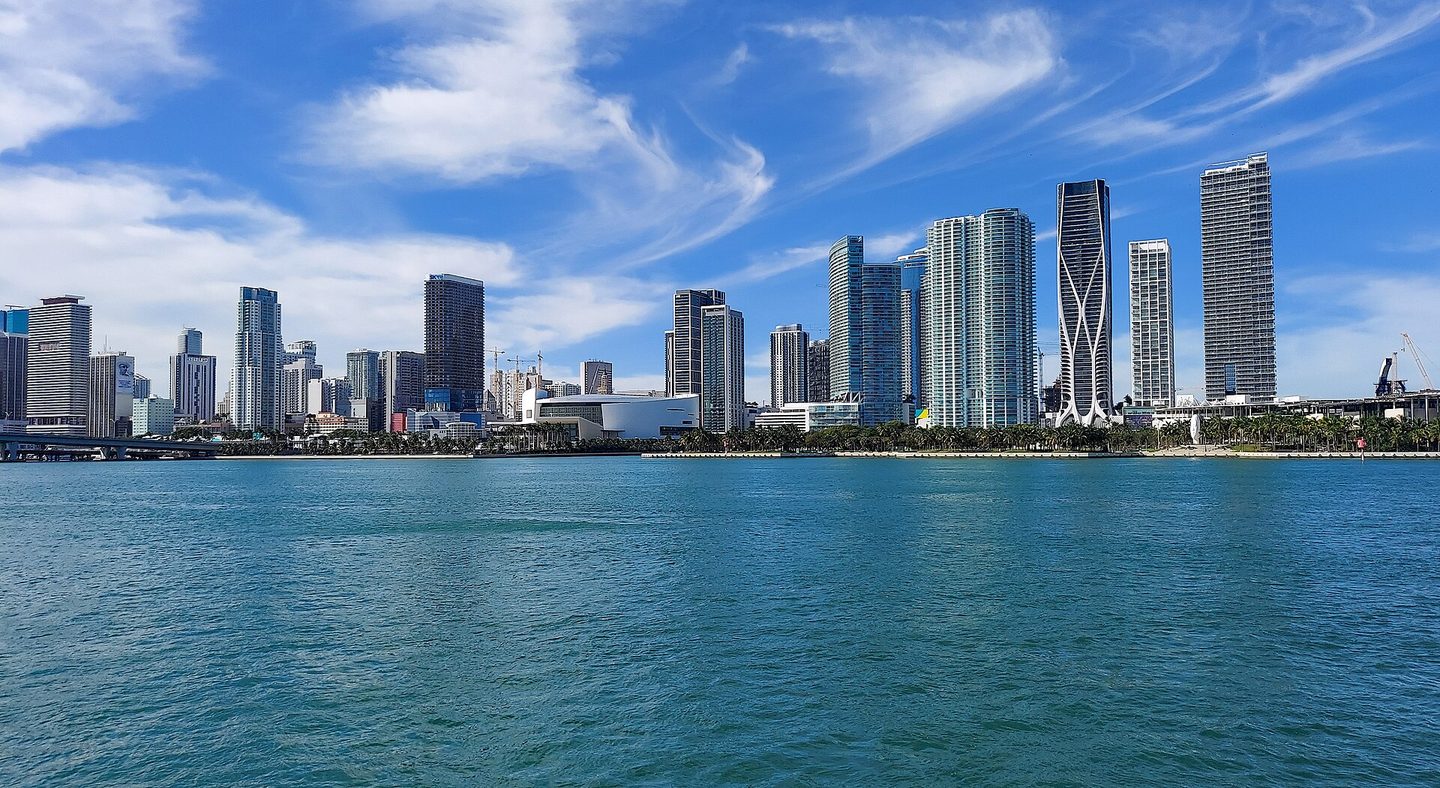 Downtown Miami and Park West condo towers seen from the harbor