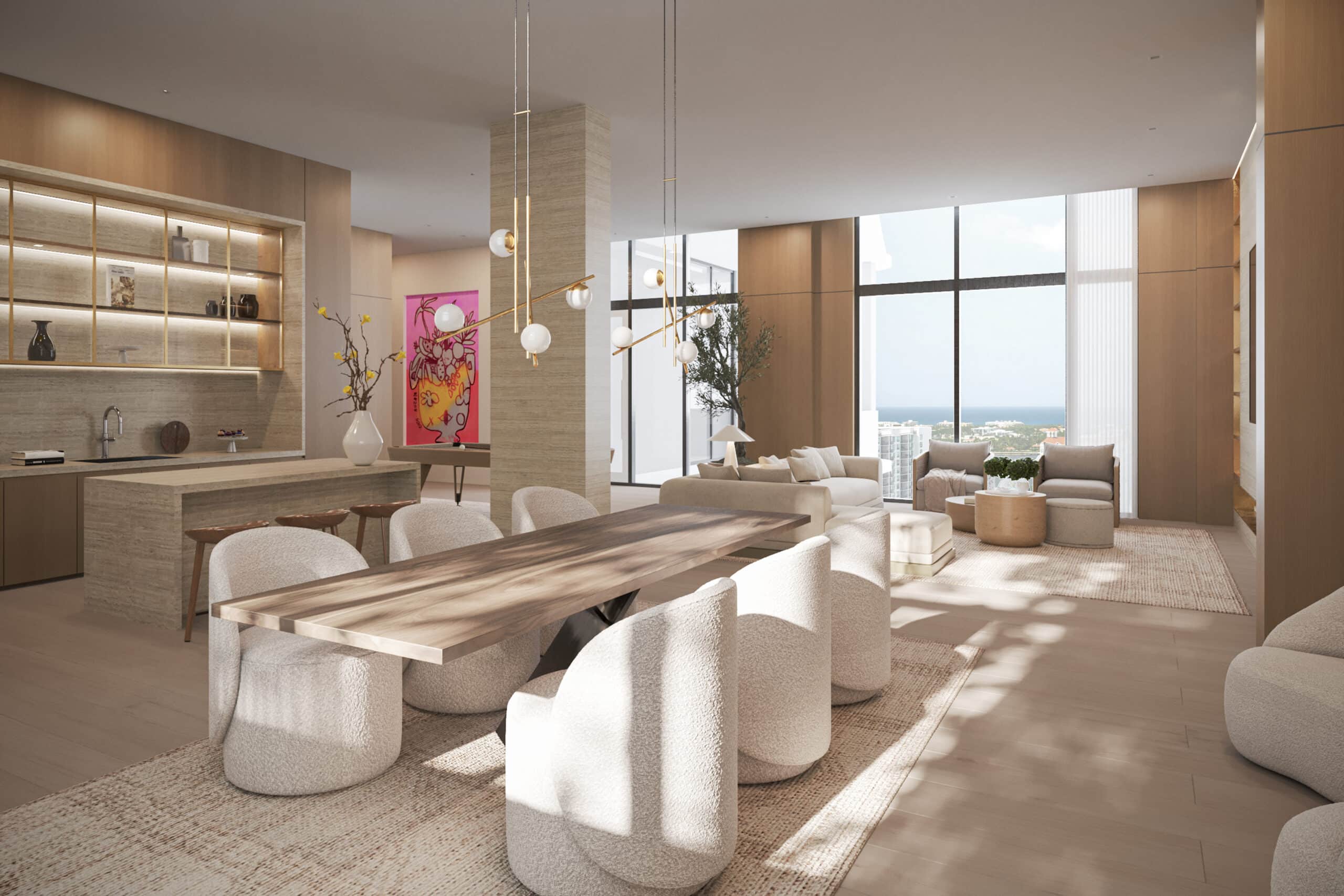 Alida Residences West Palm Beach community dining space rendering