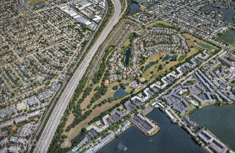 Greenview at Presidential aerial rendering, a 103-home gated community on a former golf course near Aventura in Miami-Dade County