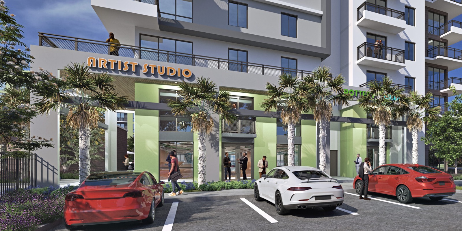 Lakeview at NoMi street-level rendering along NW 17th Avenue in North Miami