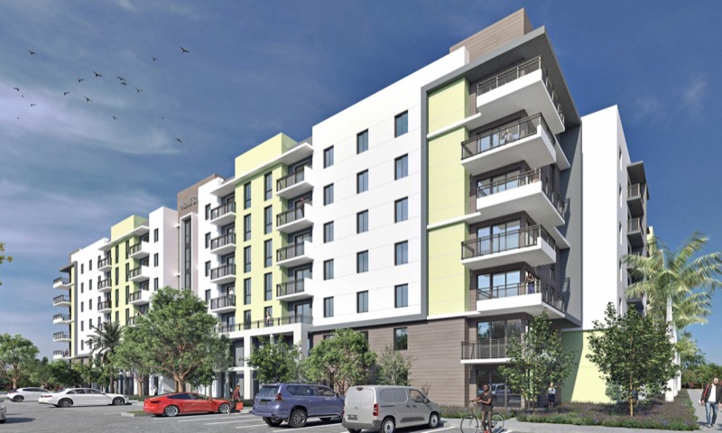 Lakeview at NoMi rendering, seven-story 342-unit rental community at 13855 NW 17th Avenue in North Miami